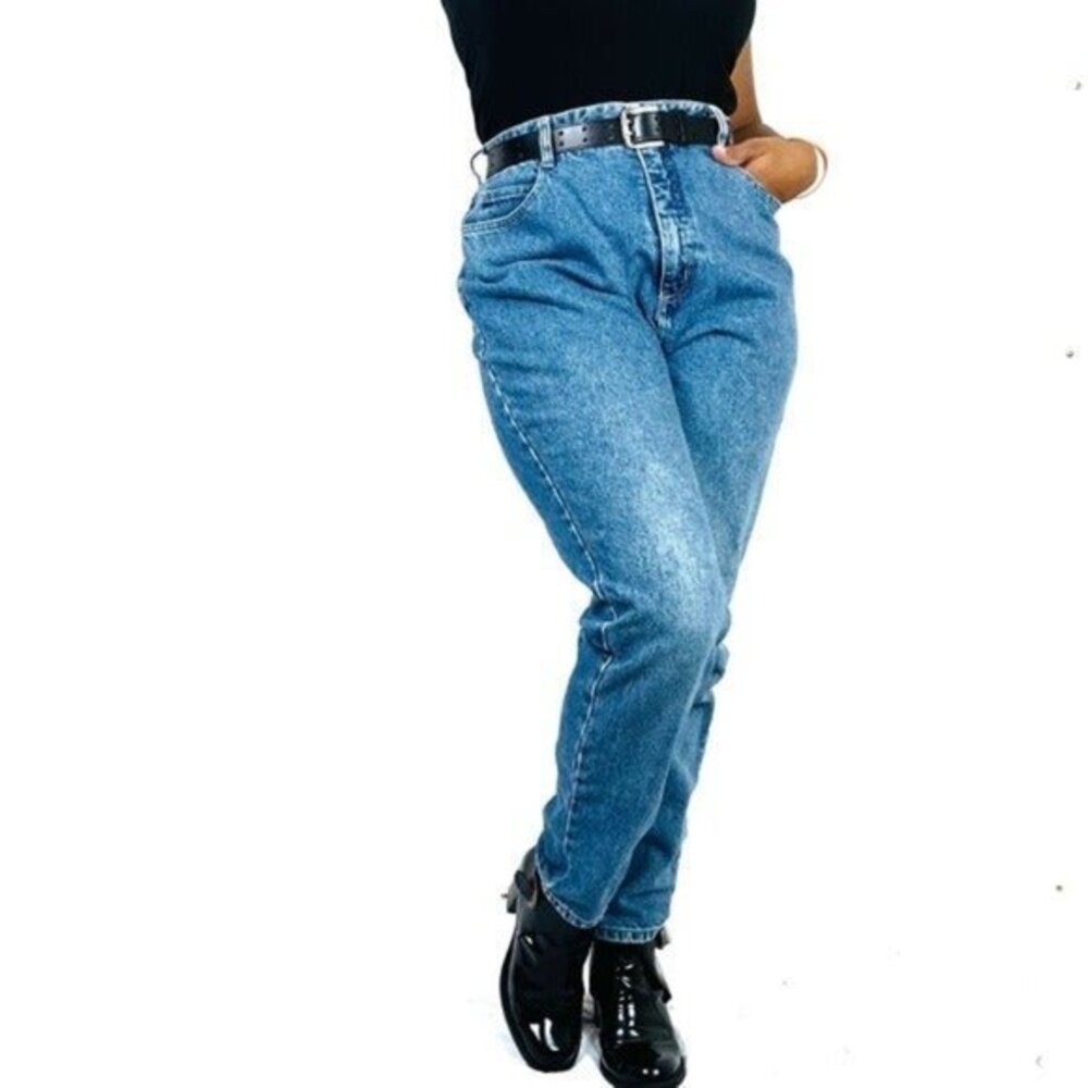 Vintage Talbots Mom Jeans Petite size 14P High Waist Light Wash Tapered Denim